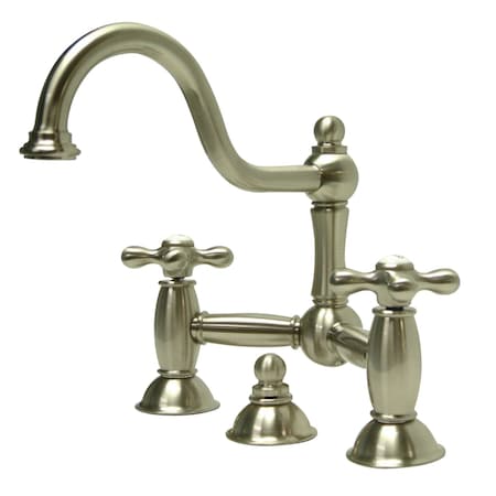 Kingston Brass KS3918AX Restoration Bathroom Bridge Faucet, Brushed Nickel KS3918AX